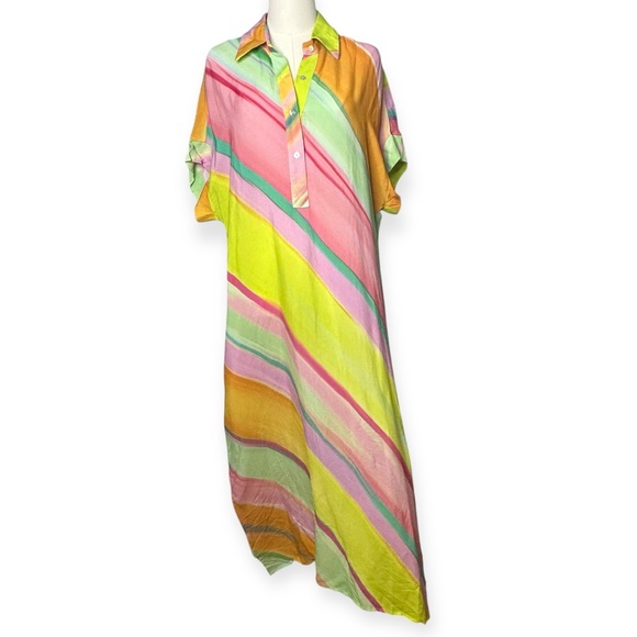 FRNCH Galiena Multicolor Stripe Midi Dress NEW Size XS - Picture 3 of 13
